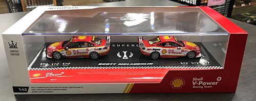 #17 Scott McLaughlin Shell V-Power Racing Back-to-Back Champion Twinset 2018 Ford FGX Falcon & 2019 Mustang GT Supercars 1:43 Scale Model Cars
