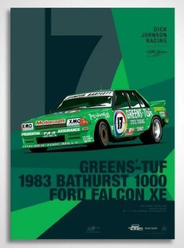 Dick Johnson Racing Green's - Tuf Dark Background Variant 1983 Bathurst 1000 Ford Falcon XE Limited Edition Print Rolled Poster
