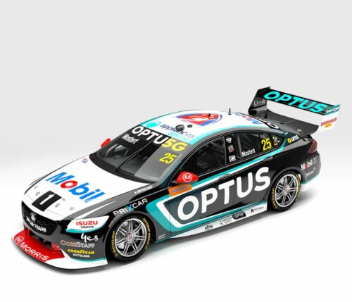 2022 Melbourne 400 AGP Race 6/9 Winner Chaz Mostert #25 Mobil 1 Optus Racing Holden ZB Commodore 1:43 Scale Model Car