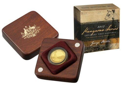 2013 $10 Kangaroo Series Explorer's First Sightings 1/10 oz Gold Proof Coin Royal Australian Mint RAM
