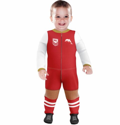 Dolphins NRL Team Logo Long Sleeve Full Footy Suit Footysuit Onesie Baby Toddler 