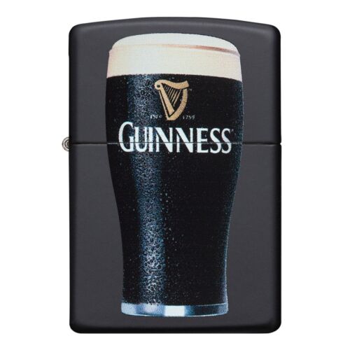 Zippo Guinness® Schooner Glass Matte Black Finish Metal Refillable Cigarette Lighter
