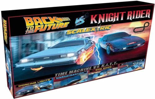 Scalextric Back To The Future vs Knight Rider DeLorean Time Machine vs K.I.T.T 1:32 Scale Model Slot Car Set