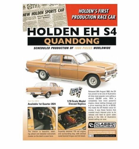 PRE ORDER $50 DEPOSIT - Holden EH S4 Quandong 1:18 Scale Model Car (FULL PRICE - $299.00)