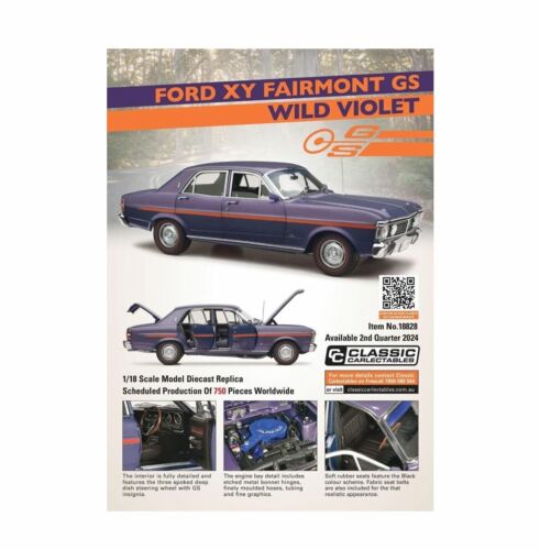 PRE ORDER $50 DEPOSIT -  Ford XY Fairmont GS Wild Violet 1:18 Scale Die Cast Model Car (FULL PRICE - $299.00)