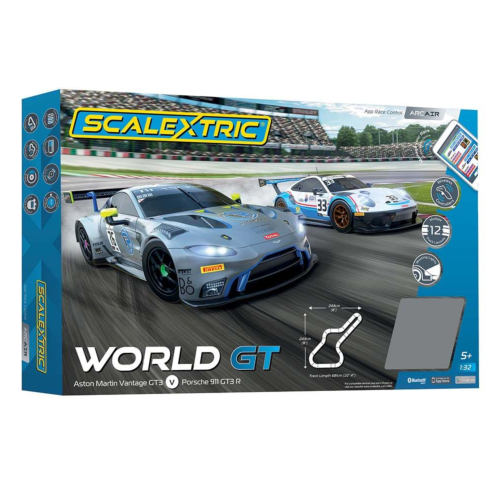 Scalextric Arc Air World GT Aston Martin Vantage GT3 vs Porsche 911 GT3 R 1:32 Scale Model Slot Car Set