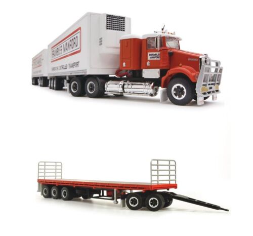 Highway Replicas Brambles Manford Temperature Controlled Transport Road Train 1:64 Scale Die Cast Model Truck With Additional Flat Deck Trailer 