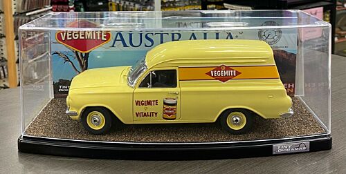 Holden EH Panel Van Tastes Of Australia Collection #2 Vegemite 1:18 Scale Die Cast Model Car + Vegemite Tiny Dioramas Slimline 1:18 Scale Display Case