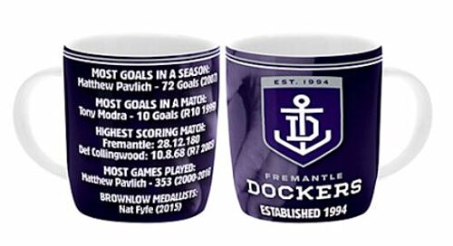 Fremantle Dockers AFL Coffee Mug Tea Ceramic In Clear Box