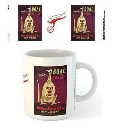 Qantas Retro Kangaroo Ceramic 300ml Coffee Tea Mug Cup
