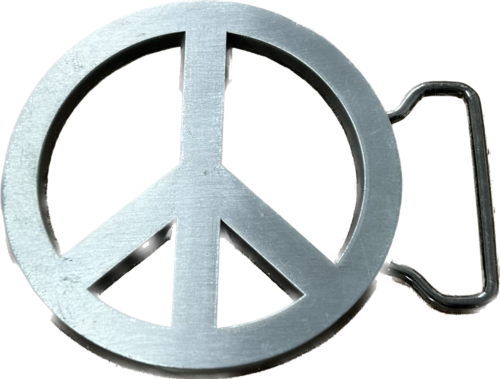 Peace Hippy Symbol Belt Buckle Matt Silver
