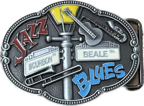 Jazz Blues Bourbon Street New Orleans Beale Street Memphis Belt Buckle