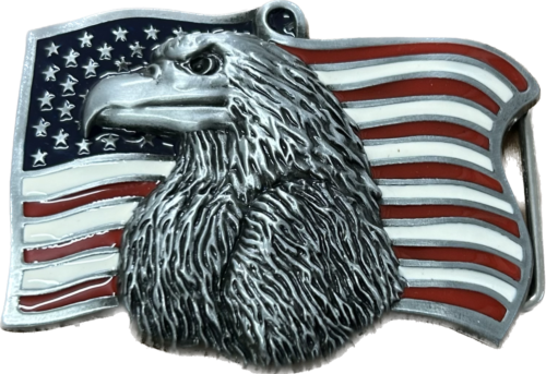 Eagle Head USA American Flag Belt Buckle
