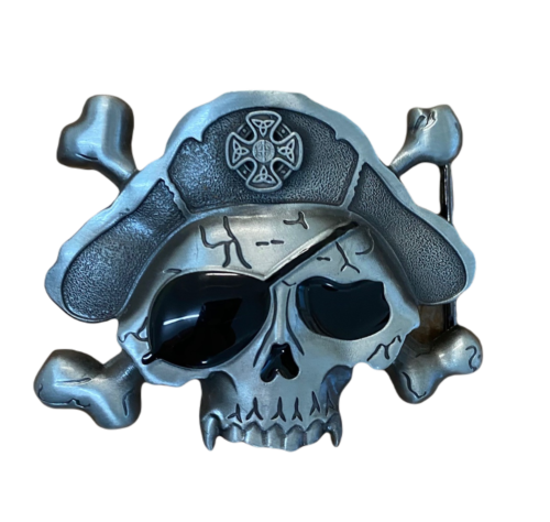 Pirate Skull Crossbones Eye Patch Hat Belt Buckle