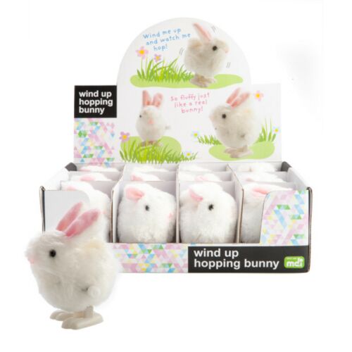 Wind Up Hopping Bunny Cute Soft White Fuzzy Toy Wind It Up And Watch It Go!