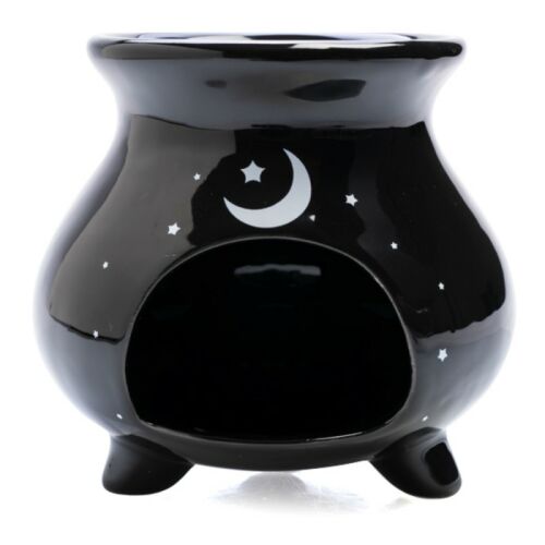 Witches Brew Cauldron 3D Ceramic Oil Burner Moon Stars Pentacle Design