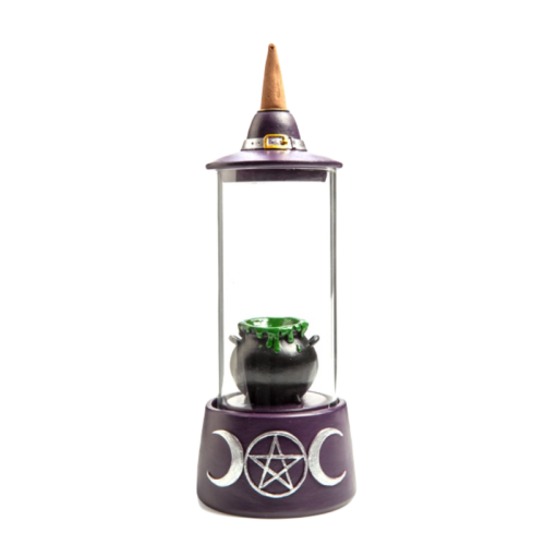Witches' Cauldron Glass Case LED Backflow Witches' Hat Incense Burner 