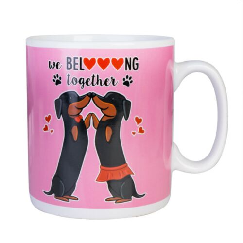 We Belong Together Dachshund Valentine Giant 900ml Coffee Mug Tea Cup 