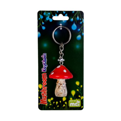 Red Smiling Magic Mushroom With White Spots Keyring Key Ring Chain