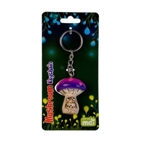 Purple Smiling Magic Mushroom With Pink Spots Keyring Key Ring Chain