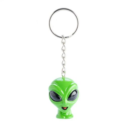 Space Budz Green Alien Head Smiling Keyring Key Ring Chain