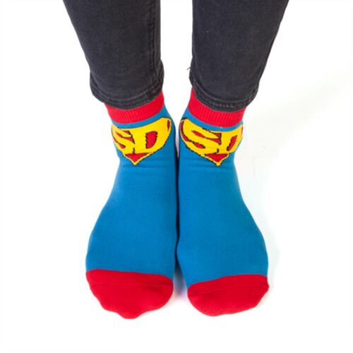 Feet Speak Super Dad Superhero Coloured Long Socks With Great Soles One Size Fits Most