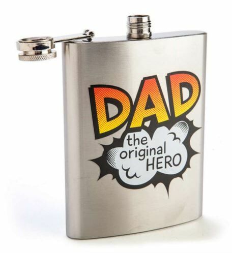Dad The Original Hero Stainless Steel Hip Flask Alcohol Gift Idea Birthday Fathers Day