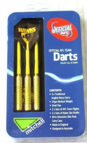 Hawthorn Hawks AFL Set 3 Steel Tip Darts With 3 Flights England Made