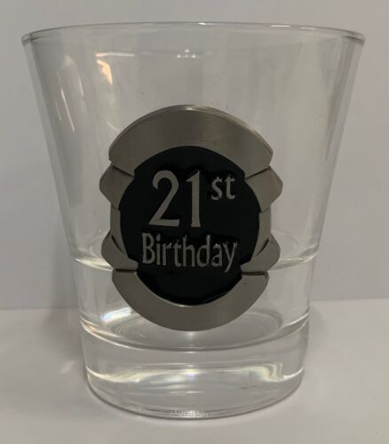 21st Birthday Spirit Glass With Badge In Gift Box Twenty First
