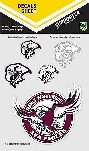 Manly Sea Eagles NRL Logo Set of 5 UV Car Decal Sticker Stickers Sheet iTag
