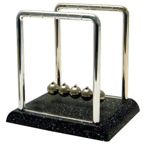 Newton's Cradle With Marble Base Desktop Gadget Novelty Item Equal And Opposite Reaction