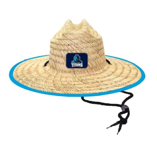 Gold Coast Titans NRL Team Logo Adult One Size Wide Brim Summer Straw Hat