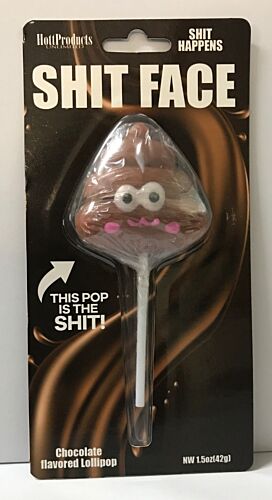 Shit Face Chocolate Pop Poo Emoji Chocolate Flavoured Lollipop Novelty Adults Only