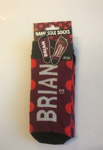 Brian Name Sole Socks Bright Coloured One Sit Fits Most