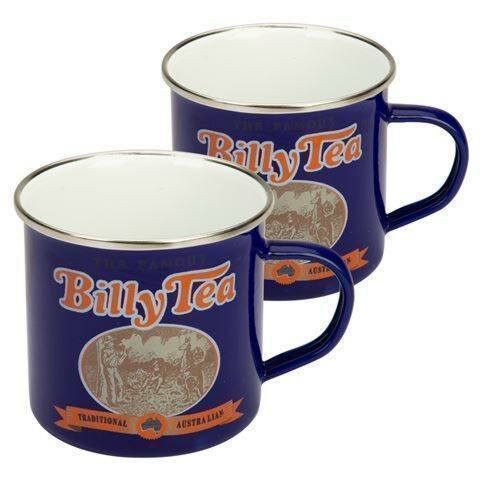 Billy Tea Set of 2 Enamel Mugs 9cm - Iconic Brands of Australia