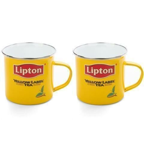 Lipton Tea Set of 2 Enamel Mugs 9cm - Iconic Brands of Australia