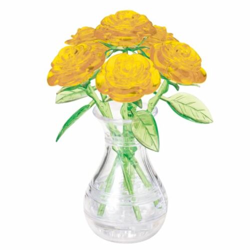 Six Yellow Roses In Vase Crystal Puzzle 3D Jigsaw Puzzle 47 Pieces