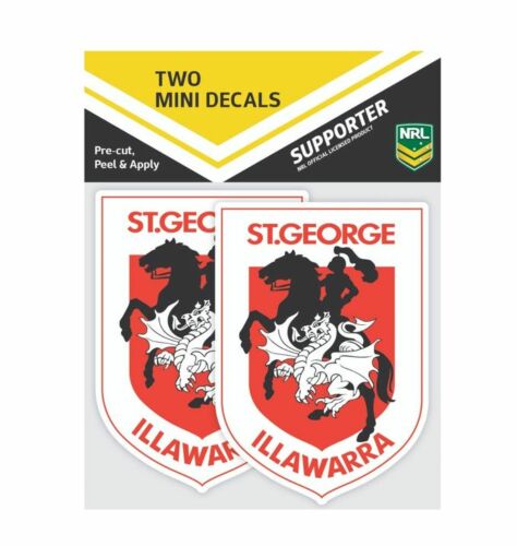 St George Illawarra Dragons NRL Set of 2 Mini Decals Car Stickers itag