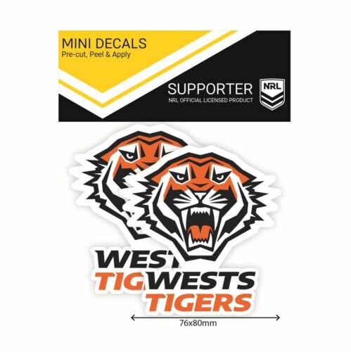Wests Tigers NRL Set of 2 Mini Decals Car Stickers itag