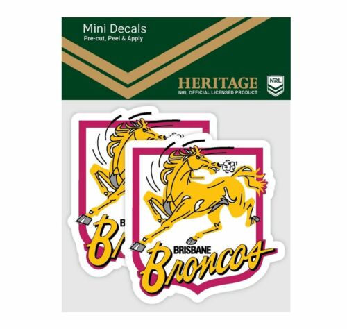 Brisbane Broncos NRL Set of 2 Mini Heritage Logo Decals Car Stickers 