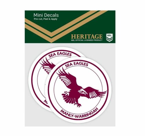 Manly Sea Eagles NRL Set of 2 Mini Heritage Logo Decals Car Stickers 