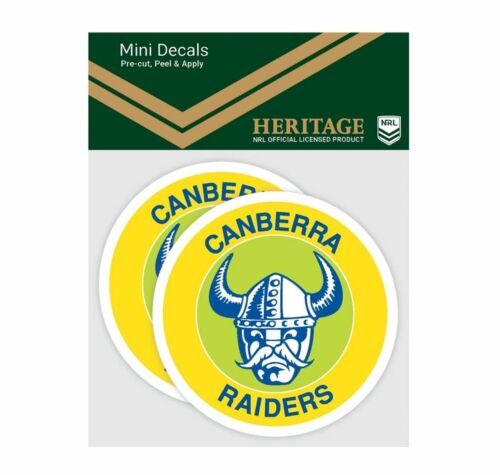 Canberra Raiders NRL Set of 2 Mini Heritage Logo Decals Car Stickers 