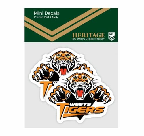 Wests Tigers NRL Set of 2 Mini Heritage Logo Decals Car Stickers 
