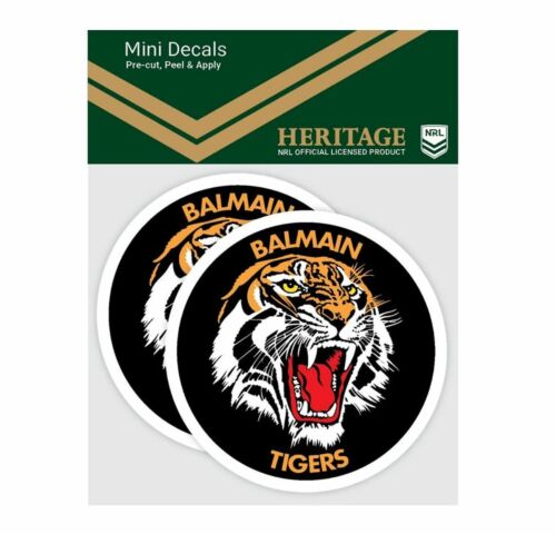 Balmain Tigers NRL Set of 2 Mini Heritage Logo Decals Car Stickers 