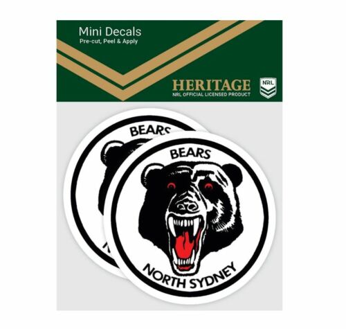 North Sydney Bears NRL Set of 2 Mini Heritage Logo Decals Car Stickers 