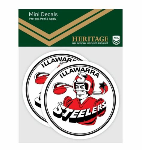 Illawarra Steelers NRL Set of 2 Mini Heritage Logo Decals Car Stickers 