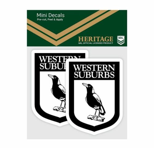 Western Suburbs Magpies NRL Set of 2 Mini Heritage Logo Decals Car Stickers 