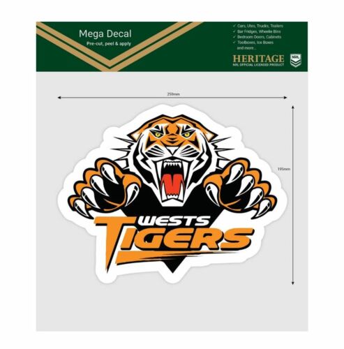 Wests Tigers NRL Team Heritage Club Logo Large Pre-Cut Car Spot Sticker Mega Decal