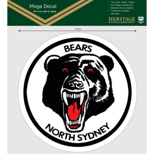 North Sydney Bears NRL Team Heritage Club Logo Large Pre-Cut Car Spot Sticker Mega Decal