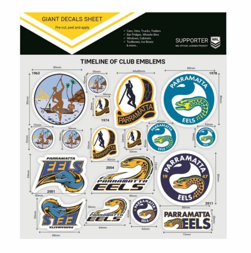 Parramatta Eels NRL Team Timeline of Club Logo Emblems Giant Decals Sticker Sheet